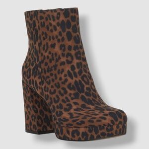JESSICA SIMPSON Womens Animal Brown Padded Rexura Round Toe Block Heel Booties